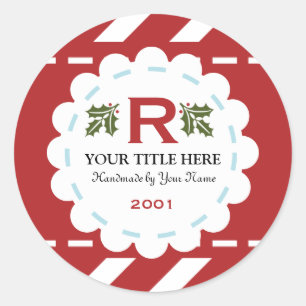 kerstfeestdag monogram ronde sticker