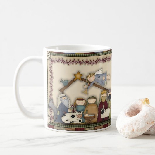 Kerstfeestdag Nativiteit Koffiebeker Mok (Met donut)