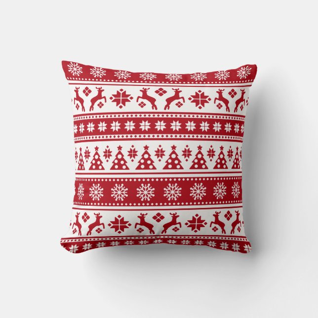 Kerstfeestdag Nordic Pattern Cozy Kussen (Voorkant)