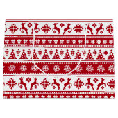 Kerstfeestdag Nordic Pattern Cozy Large Cadeauzakje (Voorkant)
