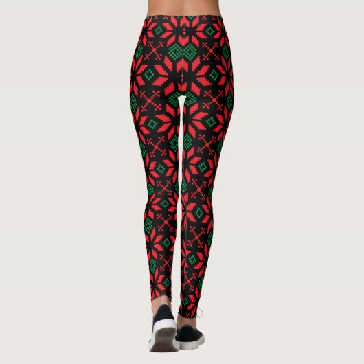 Kerstfeestdag Nordic Winter Snowflake Knit Leggings (Achterkant)