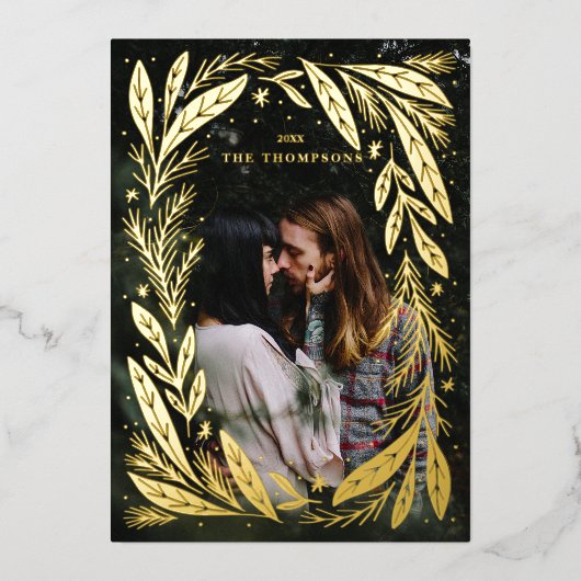 kerstfeestdag — ontwerp van groot lijst folie feestdagenkaart (Voorkant)