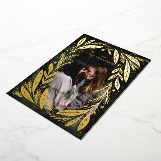 kerstfeestdag — ontwerp van groot lijst folie feestdagenkaart (Gedraaid)