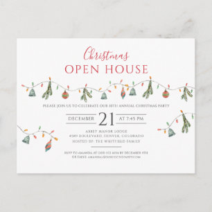 Kerstfeestdag Open House Party Rustic Uitnodiging Briefkaart