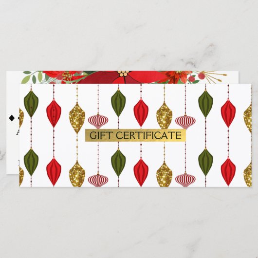 kerstfeestdag Ornamenten cadeaubon (Voorkant / Achterkant)