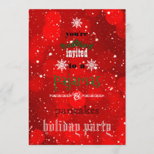 Kerstfeestdag Pajamas en Pancakes Family Party Kaart