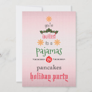 Kerstfeestdag Pajamas en Pancakes Family Party Kaart
