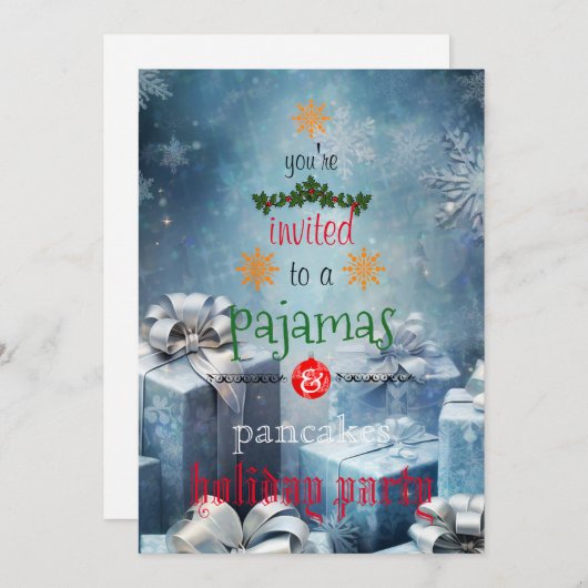 Kerstfeestdag Pajamas en Pancakes Family Party Kaart (Voorkant / Achterkant)