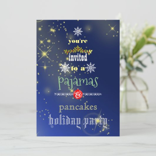 Kerstfeestdag Pajamas en Pancakes Family Party Kaart (Staand voorkant)