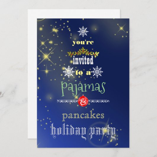 Kerstfeestdag Pajamas en Pancakes Family Party Kaart (Voorkant / Achterkant)