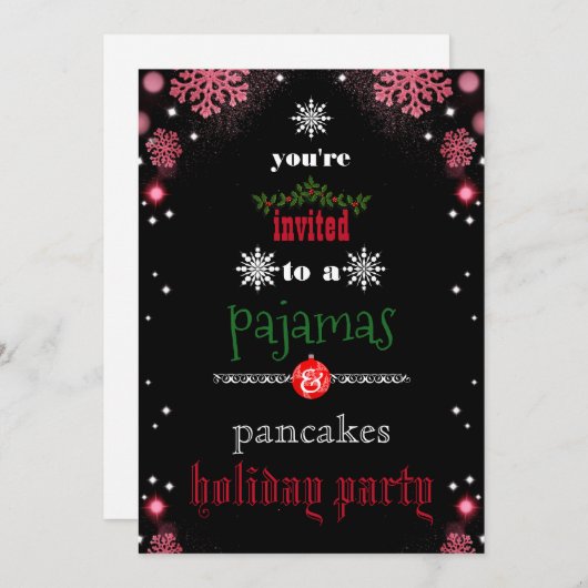 Kerstfeestdag Pajamas en Pancakes Family Party Kaart (Voorkant / Achterkant)