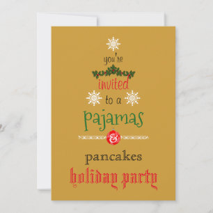 Kerstfeestdag Pajamas en Pancakes Family Party Kaart