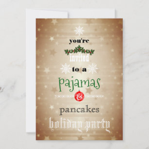 Kerstfeestdag Pajamas en Pancakes Family Party Kaart