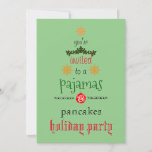 Kerstfeestdag Pajamas en Pancakes Family Party Kaart