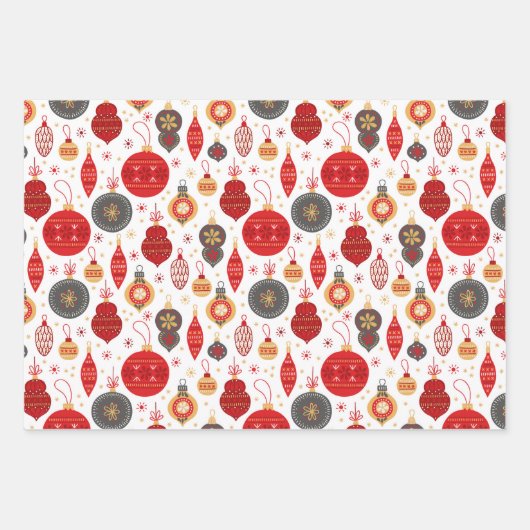 Kerstfeestdag Pattern Modern Bauble Inpakpapier Vel (Voorkant)
