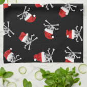 Kerstfeestdag Pirate Skulls op Black Theedoek (Gevouwen)