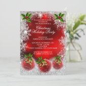 Kerstfeestdag Red Holly Bauble Snowflake Kaart (Staand voorkant)