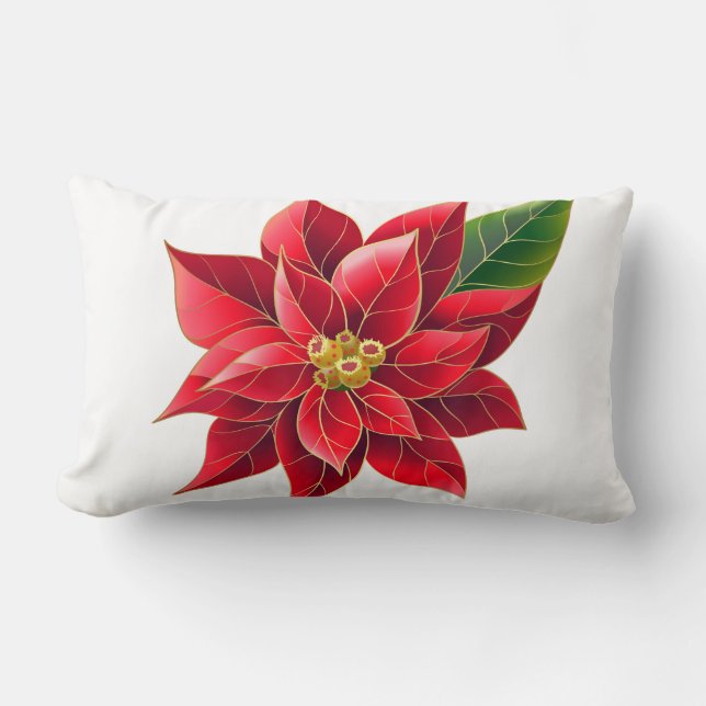 Kerstfeestdag Red Poinsettia Pillow Kussen (Voorkant)