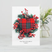 Kerstfeestdag Red Tartan Heart Foto (Staand voorkant)