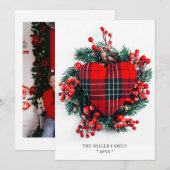 Kerstfeestdag Red Tartan Heart Foto (Voorkant / Achterkant)