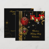 Kerstfeestdag Red White Black Gold Kaart (Voorkant / Achterkant)