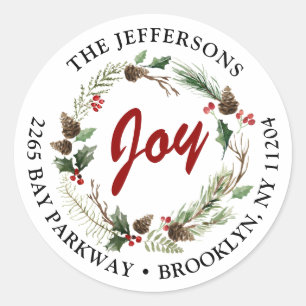 kerstfeestdag — Retouradres Ronde Sticker