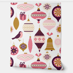Kerstfeestdag Retro Decorations Bauble Behang