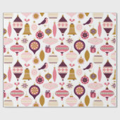 Kerstfeestdag  Retro Decorations Bauble Cadeaupapier (Vlak)