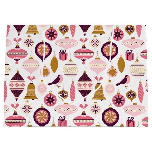 Kerstfeestdag Retro Decorations Bauble Groot Cadeauzakje (Voorkant)