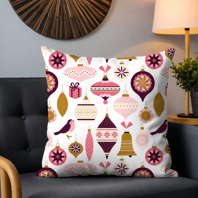 Kerstfeestdag  Retro Decorations Bauble Kussen (Creator heeft geüpload)