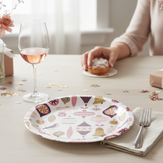 Kerstfeestdag Retro Decorations Bauble Papieren Bordje