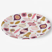 Kerstfeestdag Retro Decorations Bauble Papieren Bordje (Gekanteld)