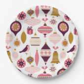 Kerstfeestdag Retro Decorations Bauble Papieren Bordje (Voorkant)