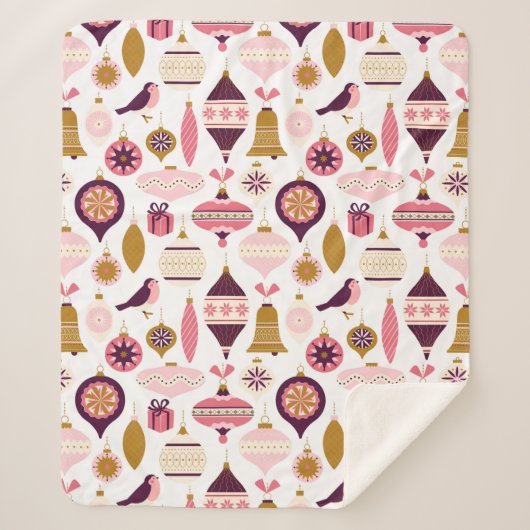 Kerstfeestdag Retro Decorations Bauble Sherpa Deken (Voorkant)