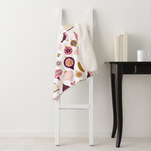 Kerstfeestdag Retro Decorations Bauble Sherpa Deken (In situ)