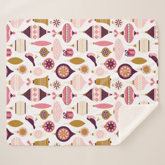 Kerstfeestdag Retro Decorations Bauble Sherpa Deken (Voorkant (horizontaal))