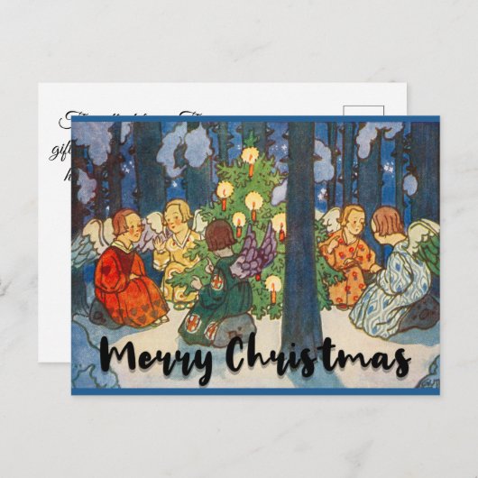 kerstfeestdag rond de kerstmis rond de engelenbom briefkaart (Voorkant / Achterkant)