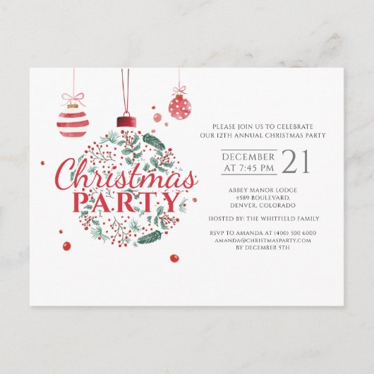 Kerstfeestdag Rood en Groen feest Uitnodiging Briefkaart (Voorkant)