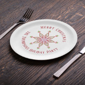 Kerstfeestdag rood groen kleurrijk sneeuwvlok papieren bordje
