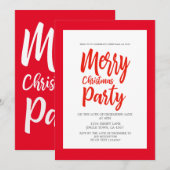 Kerstfeestdag Rood met witte typografie Kaart (Voorkant / Achterkant)