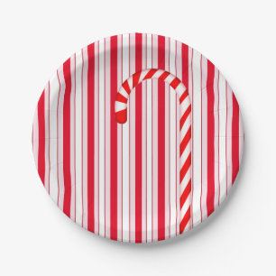 Kerstfeestdag Rood Snoep Stripe Patroon Papieren Bordje