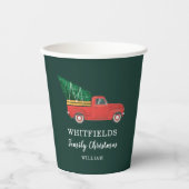 kerstfeestdag rood vrachtwagen papieren bekers (Voorkant)