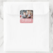 Kerstfeestdag rood wit Gingham Joy Peace Vierkante Sticker (Tas)