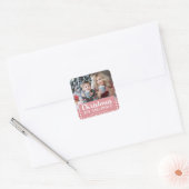 Kerstfeestdag rood wit Gingham Joy Peace Vierkante Sticker (Envelop)