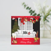 Kerstfeestdag Roodwitte balls Kaart (Staand voorkant)