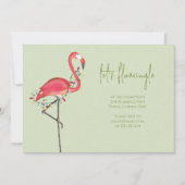 Kerstfeestdag Roze flamingo QR-code Kaart (Voorkant)