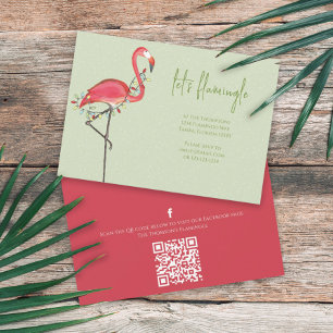 Kerstfeestdag Roze flamingo QR-code Kaart