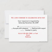 kerstfeestdag RSVP Kaart (Achterkant)