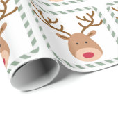 Kerstfeestdag Rudolf Red Nose Reindeer Cadeaupapier (Rol Hoek)