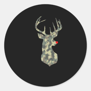 Kerstfeestdag Rudolf Reindeer Red Nose camo hu Ronde Sticker